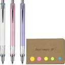 Kuru Toga Advance Auto Lead Rotation Mechanical Pencil 0.3 mm, Body Color(Lavender/Baby Pink/White), Pack of 3, Sticky Notes Value Set