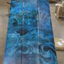 Red Lantern 7 ft. Tall Double Sided Deep Blue Sea Canvas Room Divider 3 Panel Freestanding Partition and Separator for Modern and Contemporary Bedroom, Home Office, Studio, Dorm, Apartment