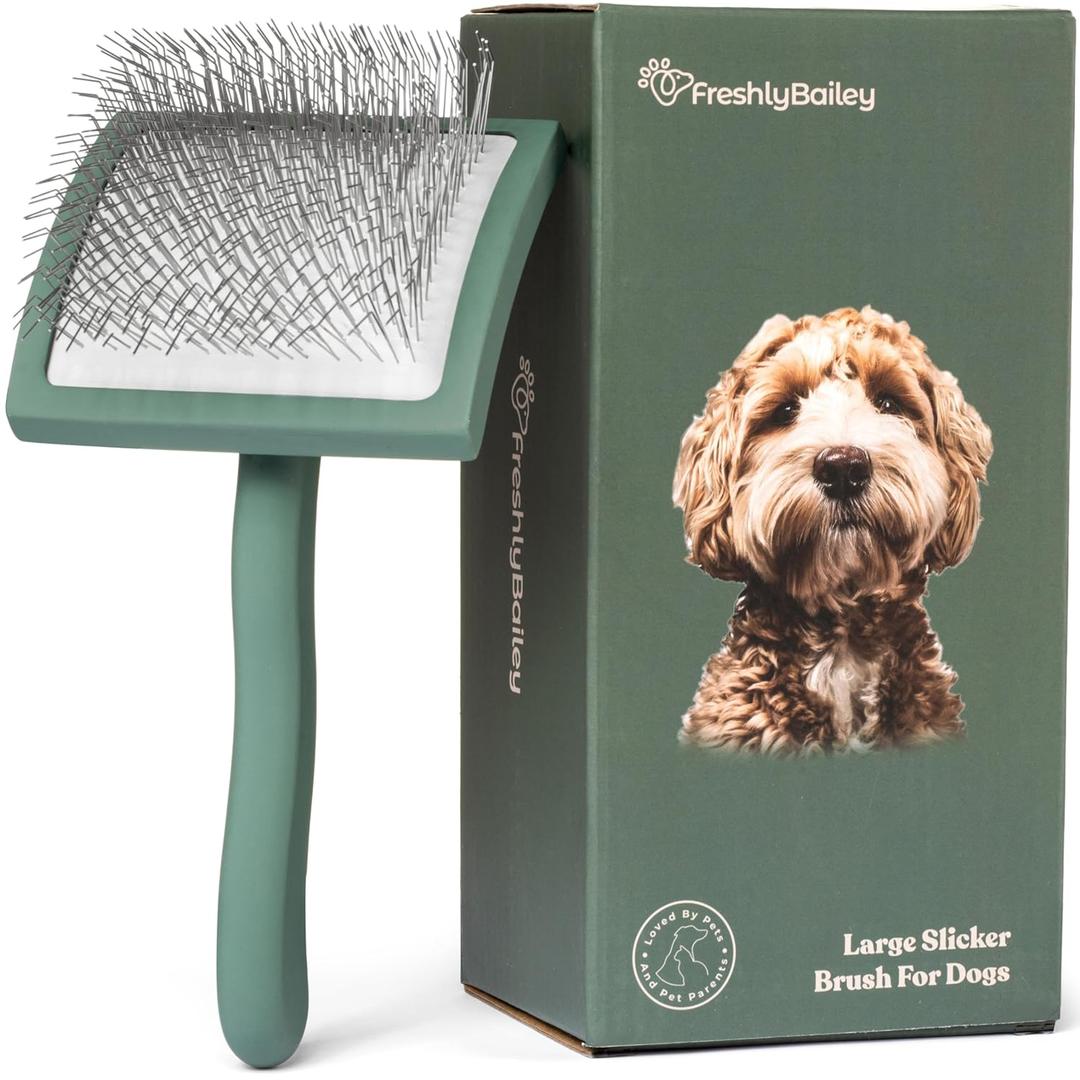 Freshly Bailey Doodle Brush for Goldendoodle, Poodle, and Labradoodle Coats - Best Slicker for Dogs With Wavy & Curly Hair - Detangle & Fluff Like a Pro - Grooming Must Haves (Large)