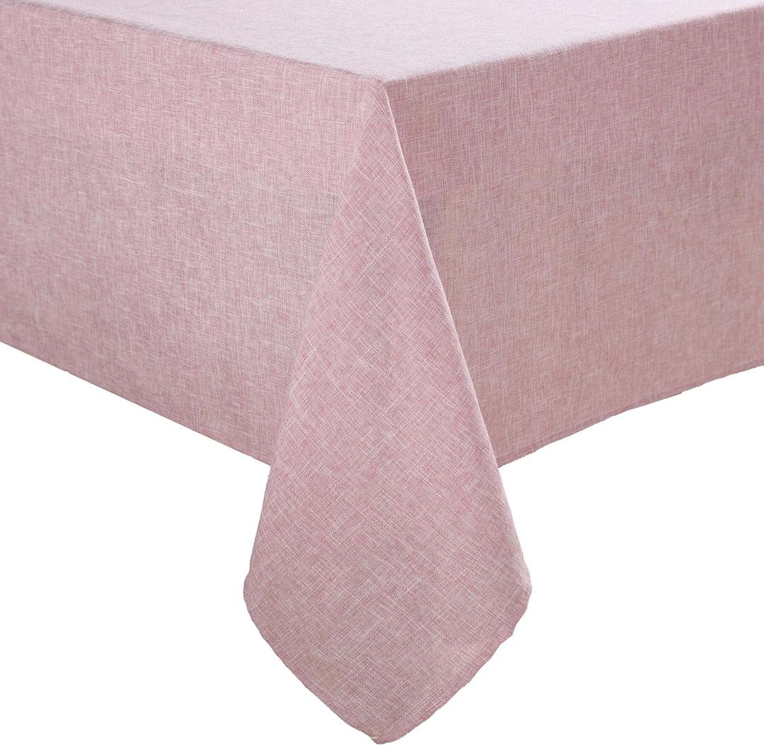 Laura Ashley Harper Luxuriously Smooth Fabric Tablecloth for Formal or Casual Dining, Holiday, Banquet, Wedding or Party, 60" x 120", Blush