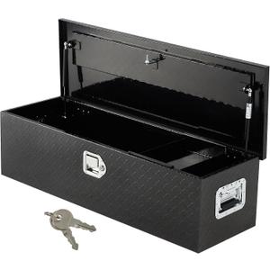 48 in Aluminum Truck Tool Box, Truck Bed Storage Box with Security Lock and Wider Handles, Heavy Duty Waterproof Tool Boxes Organizer Chest for Pick Up Truck Rv Trailer,Black