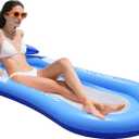 Pool Float Adult, Inflatable Pool Float Raft Pool Floaties Loungers Floats with Headrest for Beach Lake Swimming Pool Floating Tanning Pool (Blue)