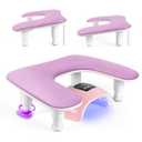 Manicure Arm Rest for Nails Tech: U-shaped Adjustable Nail Armrest - Purple PU Leather Hand Stand Rest for Manicurists