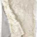HomeRoots Faux Fur & Suede 50" x 60" Royal White Long Hair Faux Fur Throw