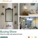 Battery Operated Wall Sconce with Green Tulip Shade Pattern Glass Adjustable Chain Retro Gold Wall Mounted Light, Modern Wall Lamp Fixtures Decor for Bedside Bedroom Indoor Doorway (Battery Operated (1 pack)- Long Cord)