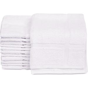 GOLD TEXTILES 12 Pack New Cotton Blend Economy White Hotel Bath Mat Towel (18x25 Inches) Light Weight Quick Drying & Machine Washable - Hotel Supplies Shower Bath Mat Towel