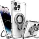 for iPhone 13 Mini Case with Strong Magnetic Ring Stand, Military-Grade Shockproof, 4 Airbag Corners Protective, Fit for MagSafe, Kickstand Phone Case for iPhone 13 Mini - Clear