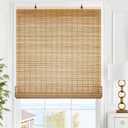 LazBlinds Cordless Bamboo Blinds, Roll Up Shades for Windows, Light Filtering Hanging Window Blinds, Bamboo Shades for Patio Indoor/Outdoor Porch, 45'' W x 72'' H, Squirrel