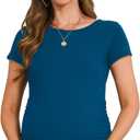 Bearsland 4 Pack Women's Maternity Shirts Crew Neck Maternity Top Short Sleeve Side Ruched Pregnancy Clothes (L)