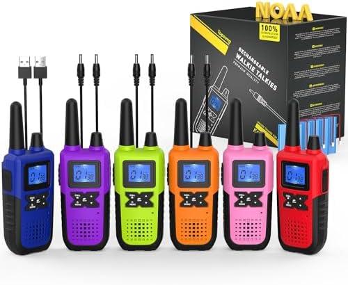 Topsung Walkie Talkies for Adults Long Range Rechargeable with NOAA Weather Alert, Multi-Purpose 2 Way Radios 6 Pack for Team Work Seniors Care Kids Adventure Family Camping Hiking Skiing Cruise