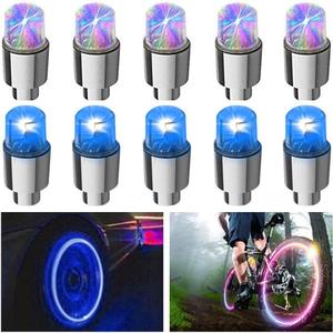 10 PCS LED Wheel Lights Flash Light Tire Valve Cap Lamp for Car Trucks Motorcycle Bike (Blue+Multicolor)