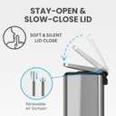 iTouchless 13.2 Gallon Step Trash Can with Lid and Odor Control Filter, Stainless Steel Kitchen Garbage Bin with AirNova Silent Lid, 50 Liter, Fingerprint-Proof, Silver