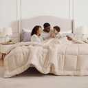 Bedsure Comforter Duvet Insert - Quilted Comforters Oversized King Size, All Season Duvet, GentleSoft Down Alternative Bedding, with 8 Tabs, Gifts for Women/Men, Beige, Oversized King 116 x 98 Inches