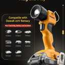 Cordless LED Work Light for Dewalt 20V MAX Battery, 3W 260LM Flashlight Portable with 2 USB Ports, 90° Pivoting Head, 15°/40° Beam Angle for Jobsite, Camping, Workshop, Bare Tool Only