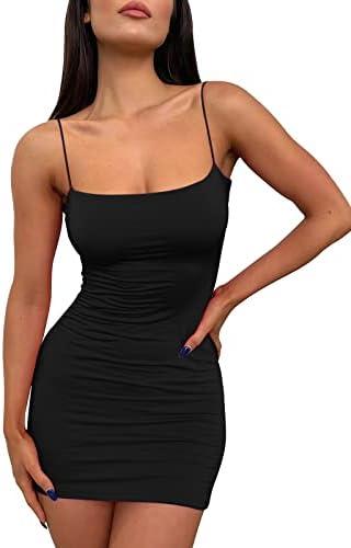 LILLUSORY Women's Mini Sexy Bodycon Dress 2025 Summer Going Out Short Backless Party Club Dresses Beach Vacation Outfits ( Black, Large )