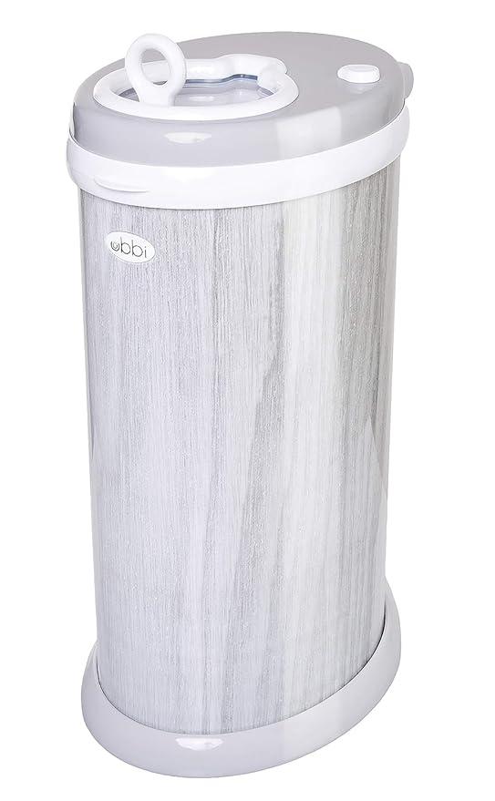 Ubbi Steel Diaper Pail, Odor Locking, No Special Bag Required, Award-Winning, Registry Must-Have, Woodgrain