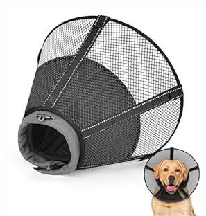 Joypig Dog Cone Collar After Surgery to Stop Licking: Soft Mesh Recovery Collar with Detachable Pad, Elizabeth Cone Alternative for Large Medium, Small Dogs, Normal Eating and Drinking (XL)