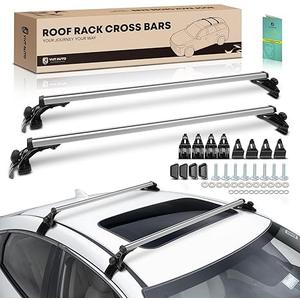 YHTAUTO 165LBS 48" Upgraded Universal Roof Rack Cross Bars with 3 Pair of Mounting Clamps - Fit Vehicle W/Naked Roof - T6063 Aluminum Window Frame CrossBars Anti-Rust for Roof Width Less Than 47.24"