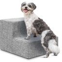 Best Pet Supplies Dog Stairs & Steps - Foam Steps for Small Dogs & Cats, Non-Slip Indoor Balanced Pet Step Support, Dog Ramp, No Assembly, Ash Gray Linen, 2-Step (12-inch Height)