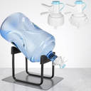 3-5 Gallon Water Jug Stand and 2 Dispenser Valves, Non-Slip Silicone Pad Rust-Resistant Water Stand with BPA Free Fast Flow Water Spout Fits Both 52mm and 55mm Bottles 2 CAPS Included