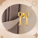 Blulu 2 Pcs Metal Bow Curtain Holdbacks Gold Wall Mounted Bow Curtain Hold Backs Curtains Modern Gold Holders for Living Room Bedroom Office Home