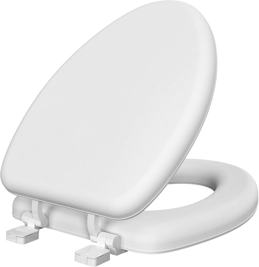 Padded Toilet Seat, Soft Cushioned Vinyl Seat, Elongated, White