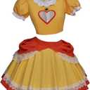 Willyacos Princess Costume Adult Short Dress Sexy Yellow Princess Cosplay Crop Top Skirt for Women Teen (Large)