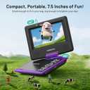 POFOTO 9.5" Portable DVD Player for Kids and Car with 7.5" Swivel Screen, 4-6 Hours Working Time, Car DVD Player with Dual Speakers, Remote Control, Support Sync TV, Region Free USB/SD/AV - Purple