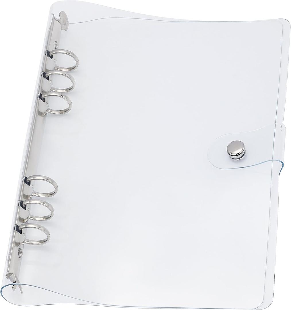 Journal Binder Cover A5 Clear Plastic Planner Cover Notebook Binder Refillable Notebook Shell (6.7x9.2) for Round-Ring Planner Pages (Inner Paper Not Included)