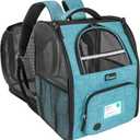 PetAmi Expandable Dog Backpack Carrier for Cats & Pets, Breathable Cat Carrier Backpack with Top Window & Multi-Entry, Ventilated Foldable Travel Carrier for  Pets up to 18 lbs, Teal Blue