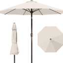 9ft Patio Umbrella with Push Button Tilt and Crank,Outdoor Market Table Umbrella UV Protection 8 Sturdy Ribs for Backyard,Garden,Pool,Deck(Creamy-white)