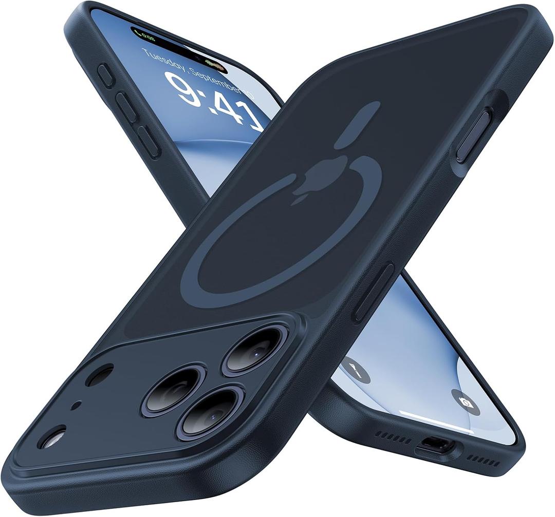 3 x Magnetic Shockproof for iPhone 17 Pro Case,Upgraded[Camera Protection][Compatible with Magsafe][Non-Slip][Mil-Grade Protection]Slim Translucent Matte Phone Case for iPhone 17 Pro,Midnight Blue