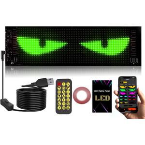 Devil Eyes Light for Cars, 4in x 13.7in,Flex LED Display for Car, LED Sign for Car,Suitable for Windshield of Cars and Trucks Flexible Scrolling Programmable Can Edit Text/Animations/Graffiti