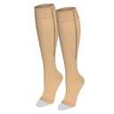 NuVein Medical Compression Stockings, 15-20 mmHg Support, Zipper Opening, Knee Length, Closed Toe, Beige, Small