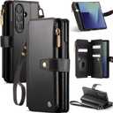 Vinich for Samsung Galaxy Z Fold 7 Wallet Case with Card Holder, Detachable Strap RFID Blocking Credit Slots Kickstand Shockproof Phone Cover Fit for Galaxy Z Fold 7 8.0" Black