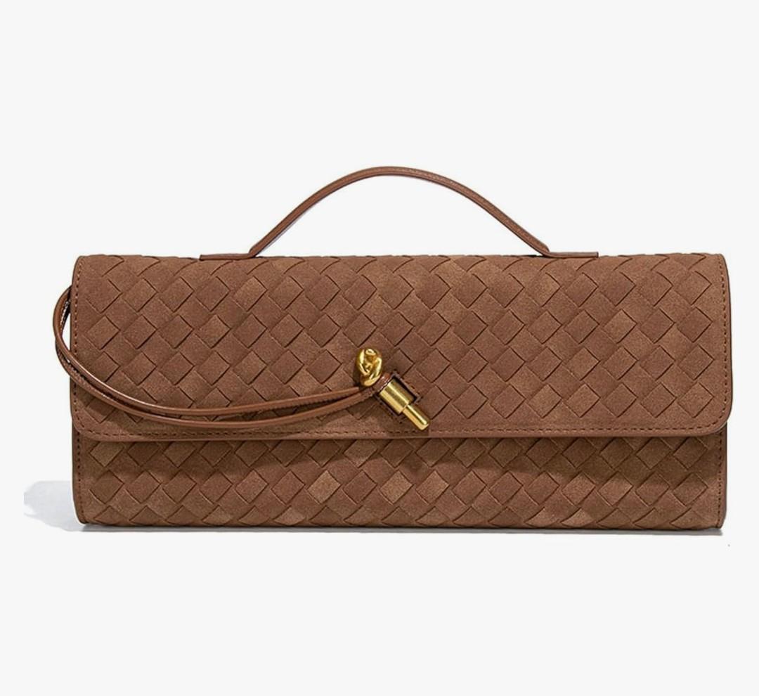 Trendy Woven Evening Clutch Purses Women Underarm Shoulder Handbag Cute Satchels Crossbody Purse PU Leather Wallet