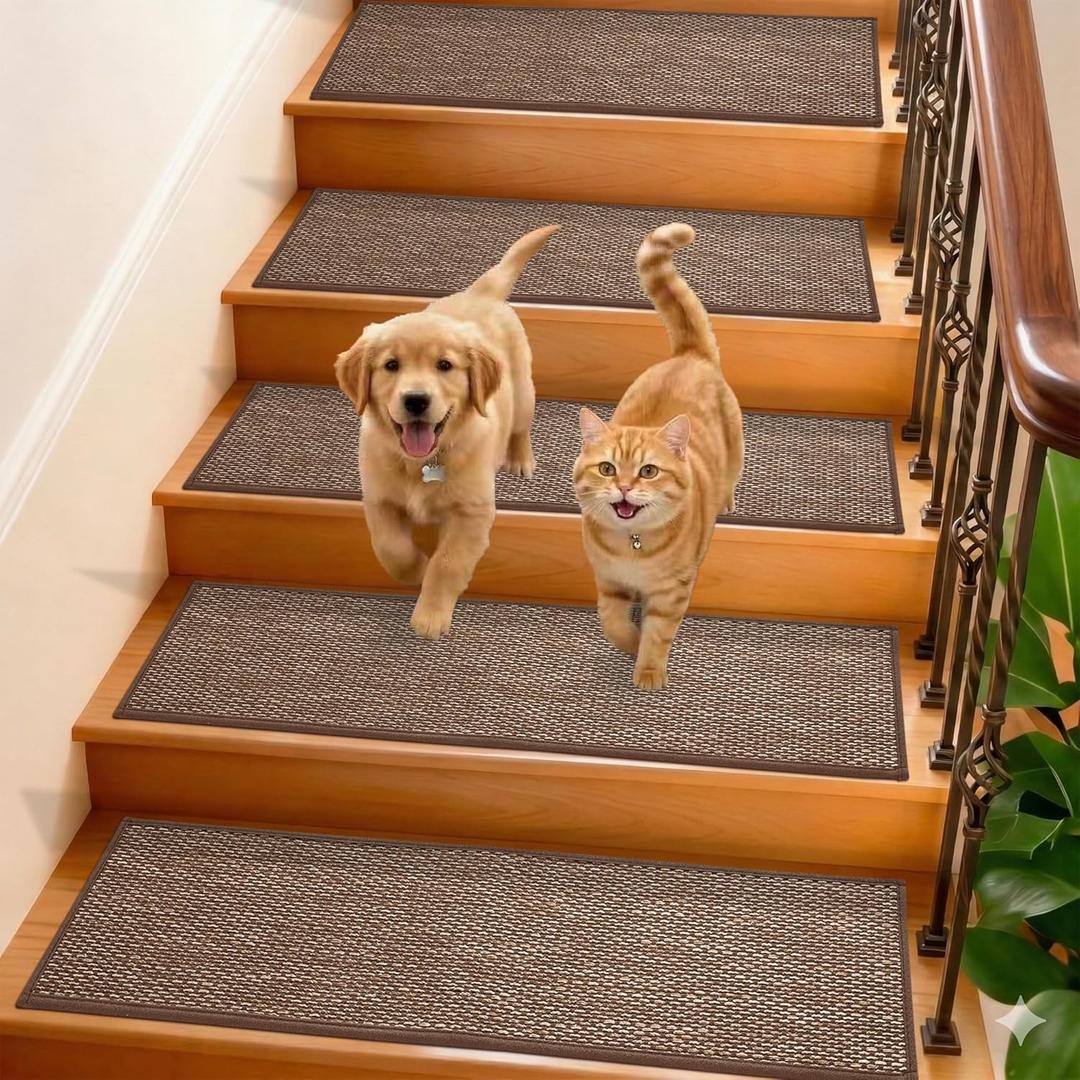 Linen Stair Treads for Wooden Steps Indoor 36x9 Inch, 15 Pcs, 9x36 Inch