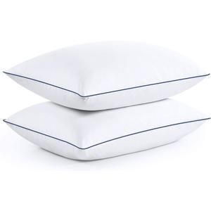 puredown White Goose Feather and Down Pillows, 2 Pack Luxury Bed Pillows for Sleeping with 100% Cotton Cover, King Size