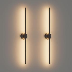 Modern Wall Sconces Set of Two 3000K 40In Hardwired Black Bathroom Sconce Vanity Light Bar 360 Rotate Warm Light for Bedroom Bathroom