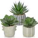 Briful 1 Pack Faux Succulent Plants in Vintage Cement Pots Artificial Aloe Succulent Decor with Realistic Leaves and Pebble Base Rustic Mini Plant Set for Home Office Bathroom Bookshelf