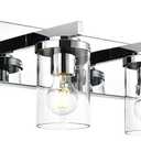 BONLICHT Modern Wall Bathroom Vanity Light Fixture 4 Light Chrome Metal with Clear Glass Shade,Industrial Vintage Farmhouse Wall Mount Lighting Sconce Bath Lighting Over Mirror for Kitchen Hallway (4 Lights-31.1 inch)