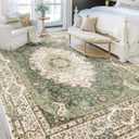 9x12 Area Rugs Washable,Green Rug for Living Room Bedroom Dining Room,Large Boho Vintage Bohemian Distressed Carpet Non Slip, Floral (New Green)