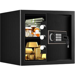 1.5 Cub Fireproof Safe for HOME USE, Anti-Theft Digital Security Safety Box with Electronic Keypad, Spare Keys and Removable Shelf, Home Safe Box Fireproof Waterproof for Money Medicine Document