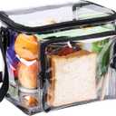 Clear Lunch Bag for Work Correctional Officers - Plastic Transparent Lunch Tote Stadium Bags See Through Womem and Men Ideal for Children 3+, 10.6x8.6x6 inches (Black-1 Pack)