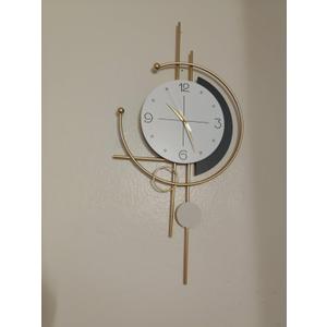 JUJUDA Large Modern Wall Clock for Living Room Decor 30 Inch Big Gold Decorative Wall Clock Creative Silent Quartz Metal Clock Non Ticking Battery Operated for Kitchen Office Bedroom Wall Decor