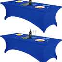 FORLIFE 2Pack Spandex Table Covers for 8ft Rectangular Tables, Fitted Tablecloth, Stretch Patio Table Cover for Wedding, Banquet, Party (Royal)