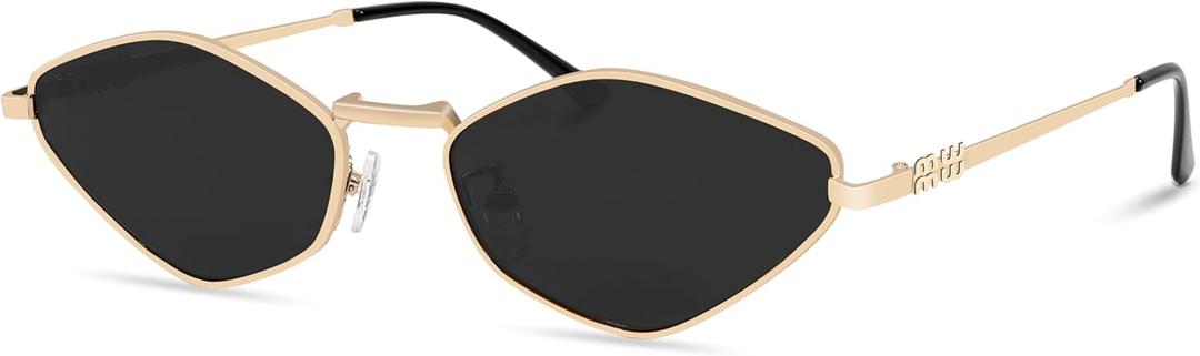 Rmerom Retro Irregular Metal Sunglasses for Women Men, 2026 Trendy Vintage 90s Chic Small Narrow Gold Frame Sun Glasses