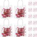Aliceset 24 Pcs Valentines Goodie Bags Plastic Gift Bags with Handles 7.87 x 7.87 x 3.15 in Galentines Reusable Clear PVC Heart Gift Bag for Valentines Wedding Bridal Party Favors