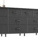 Huuger 70 Inch Dresser for Bedroom, TV Stand for 65, 75, 80 Inch TV, 13 Fabric Drawer Long Dresser, Wide Chest of Drawer, Black Storage Units for Bedroom