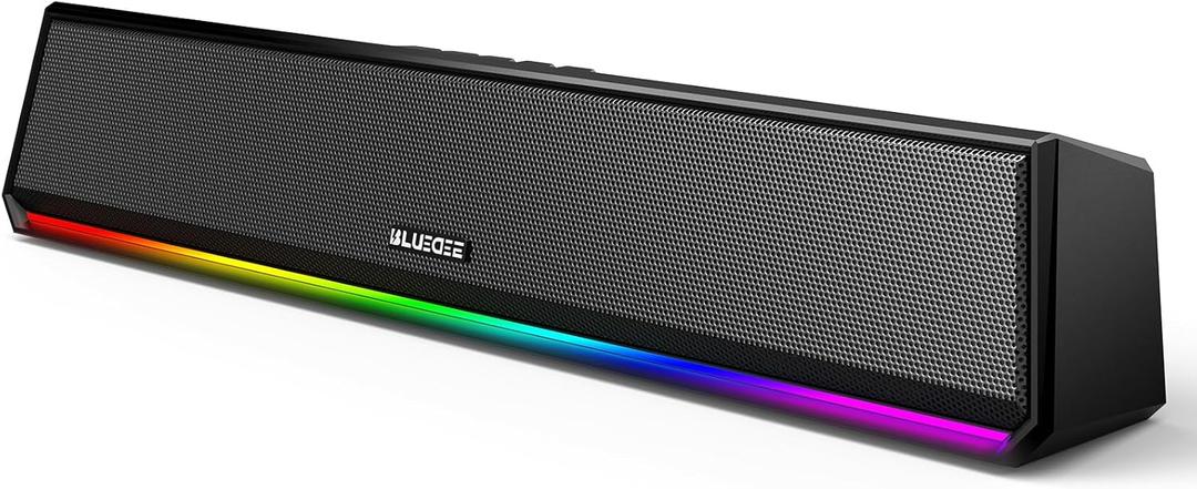 Bluedee Computer Speakers for Desktop PC, Bluetooth 5.3 PC Speakers with Dynamic RGB Light, Wired USB Plug & Play Computer Sound Bar, USB/Type-C Powered Gaming Speakers for Desktop, Laptops, Tablet